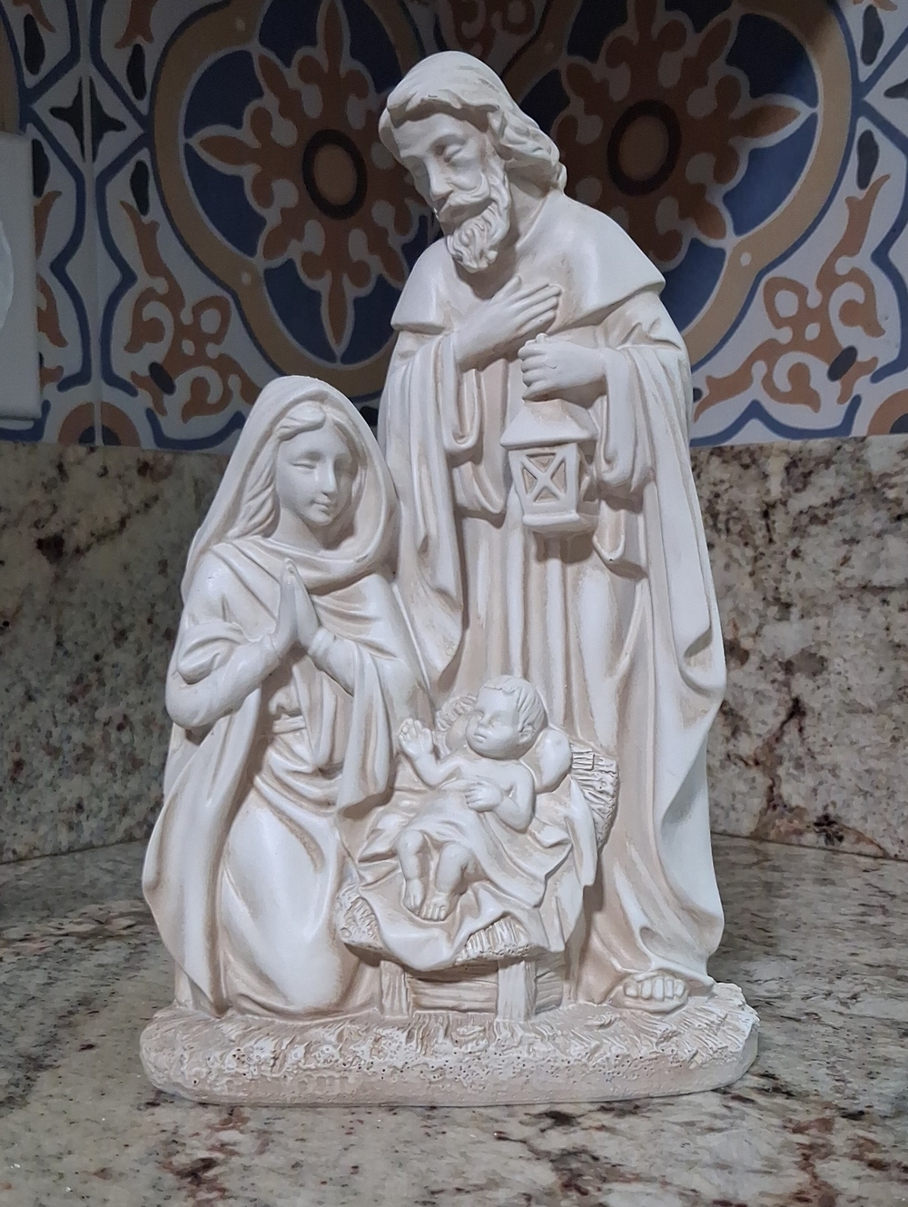 White Nativity Holy Family Statue - Religious Decor